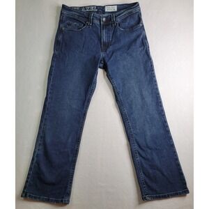TK‎ Axel Slim Boot Jeans Dark Wash Blue Denim Embroidered Flap Pocket 32x30